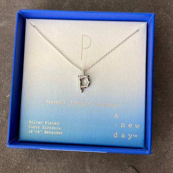 a new day Jewelry - P initial pendant silver 16 inch necklace